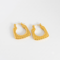 Ribbed Square Gold Earrings