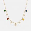Multi Oval Stone Gold Necklace