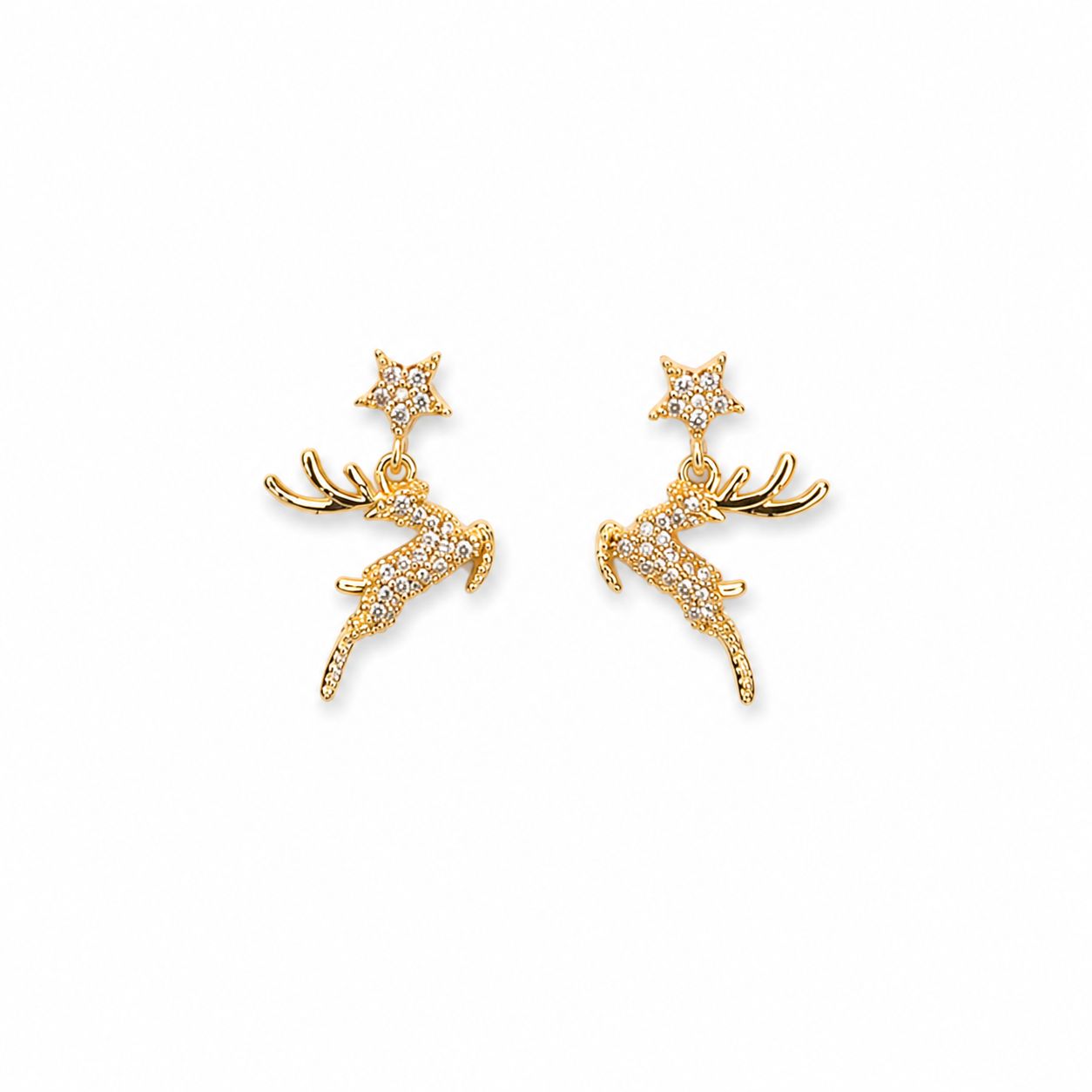 Star Deer Gold Earrings