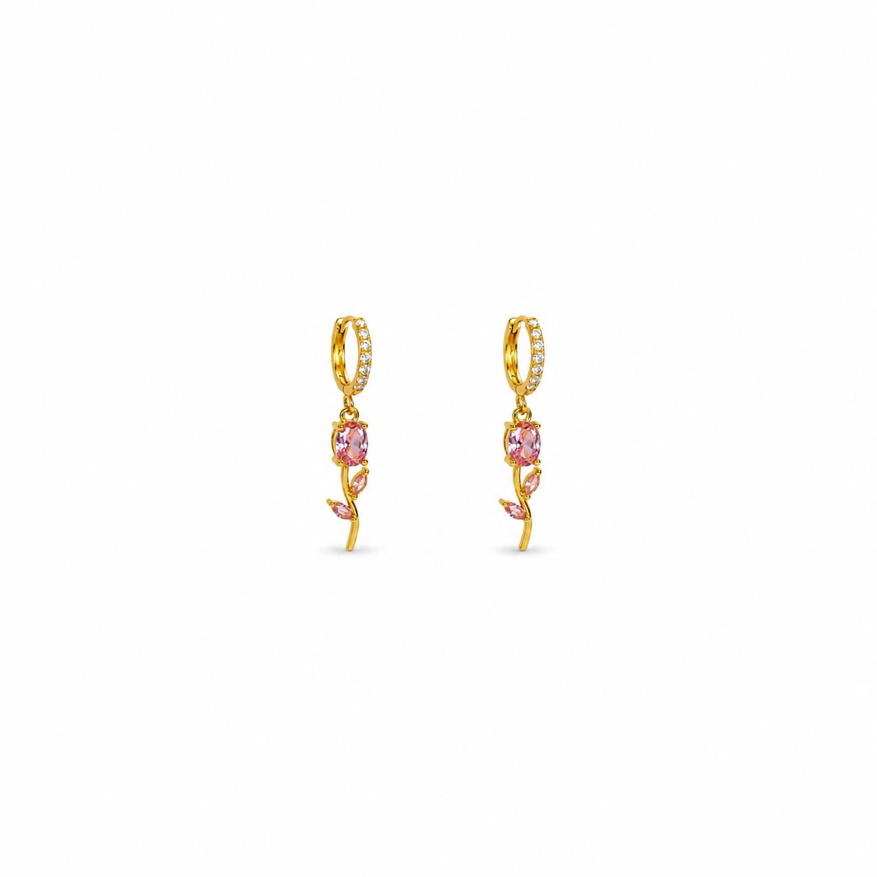 Pink Tulip Gold Earrings