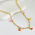 Cherry Charms Gold Necklace