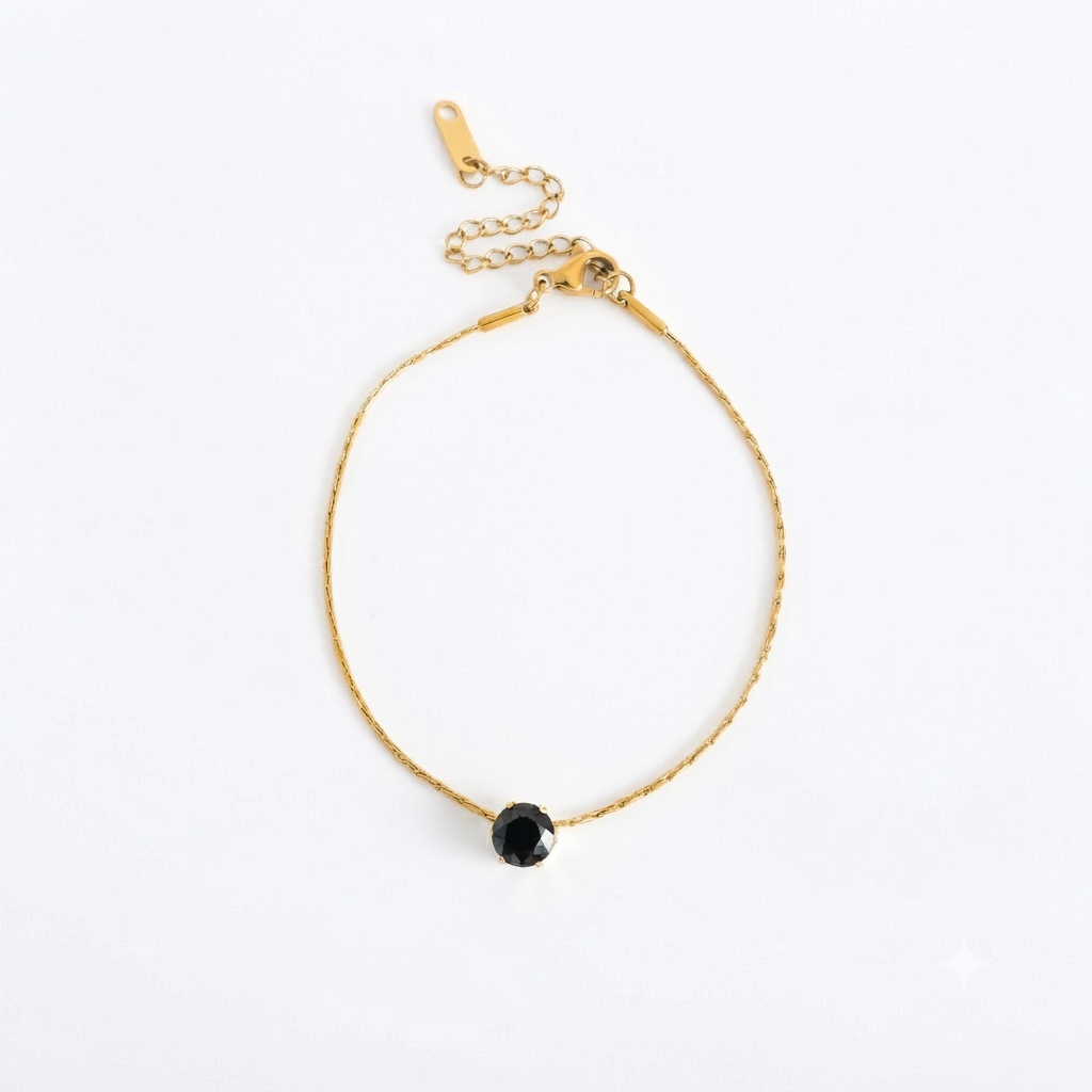 Black Single Stone Gold Bracelet