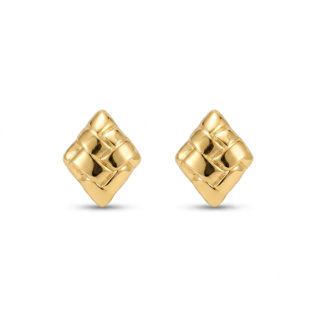Woven square Gold Earrings