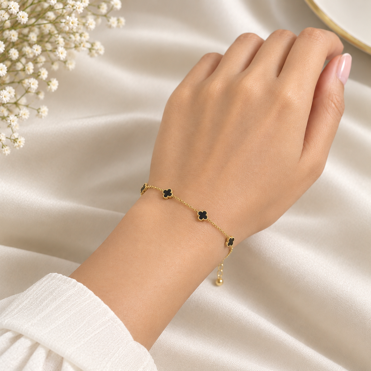 Double Sided Tiny Clover Bracelet
