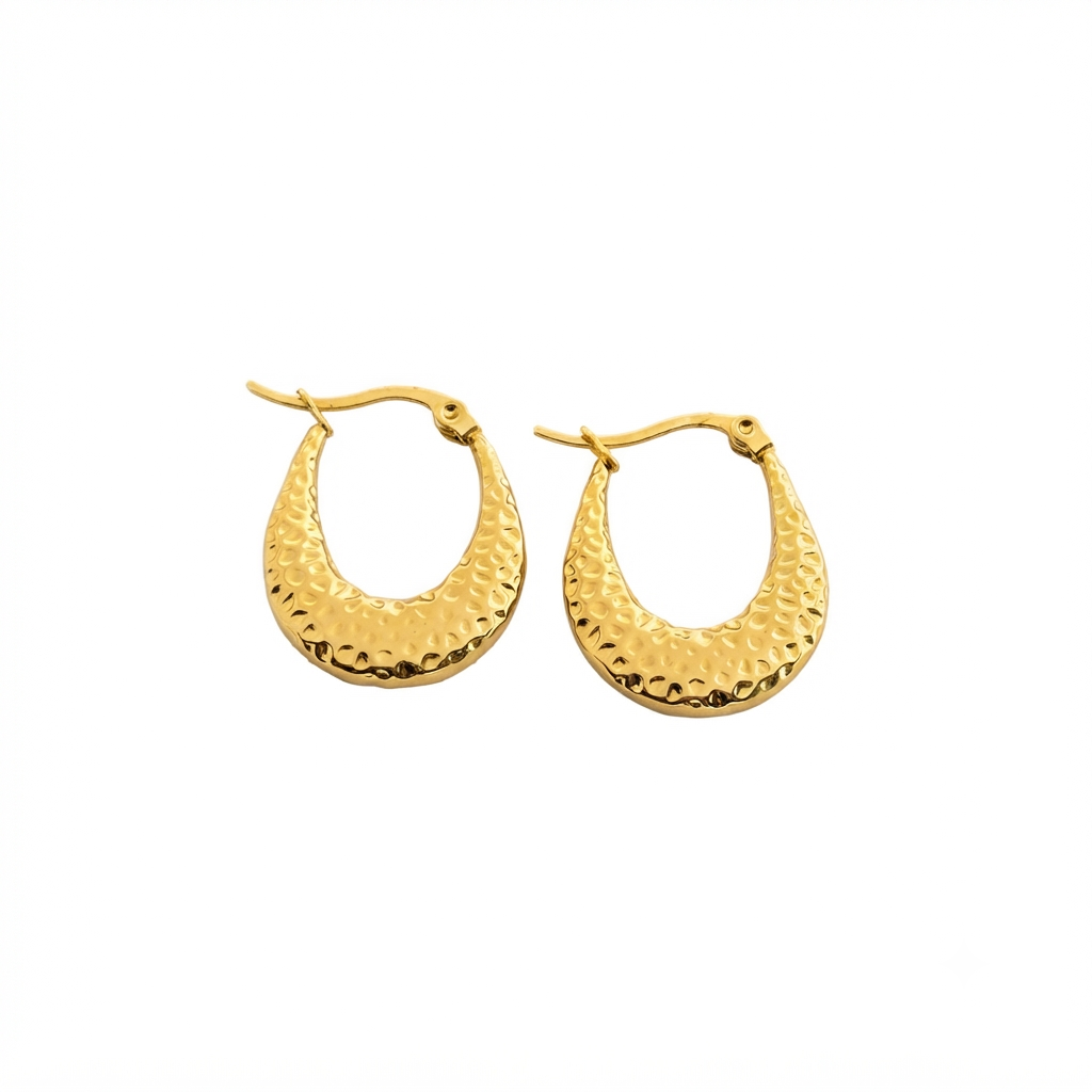 Textured Oval Shaped Earring