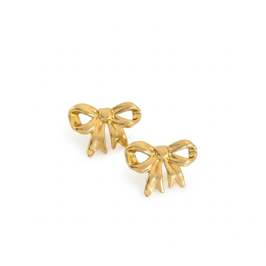 Ribbon Tie Gold Earrings