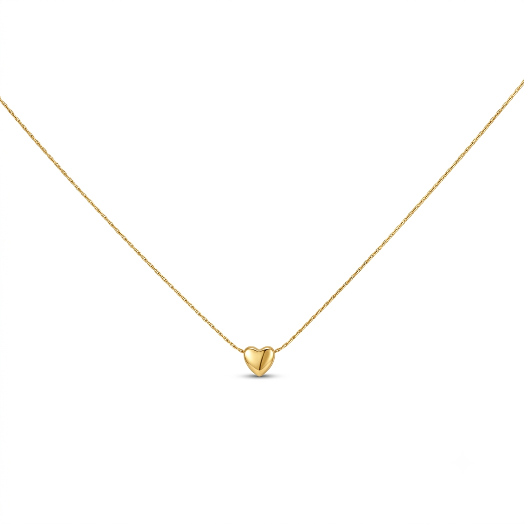 Puff Heart Gold Necklace