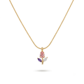 Pink & Purple Tulip Thin Gold Necklace