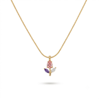 Pink & Purple Tulip Thin Gold Necklace