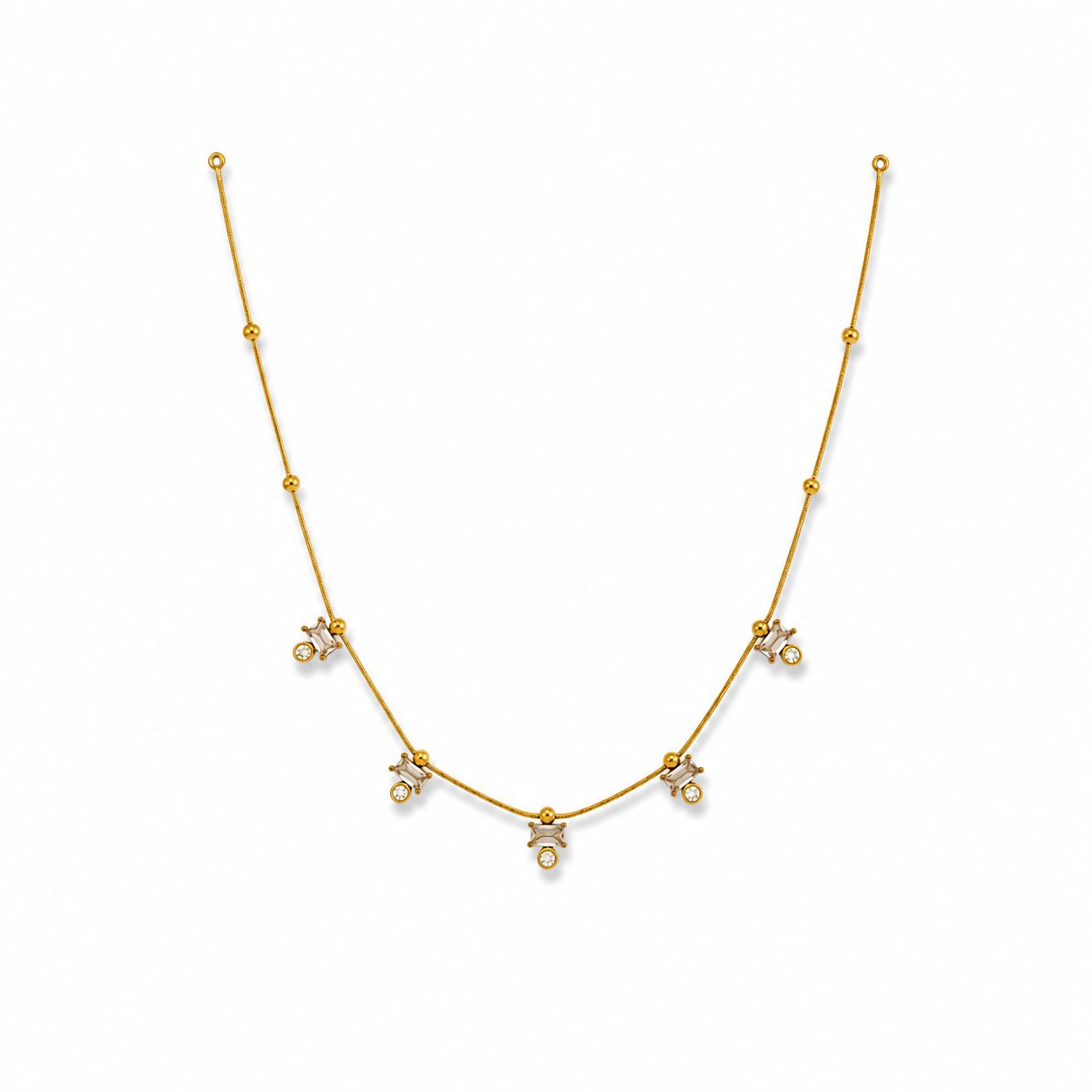 Rectangle Stone Gold Necklace