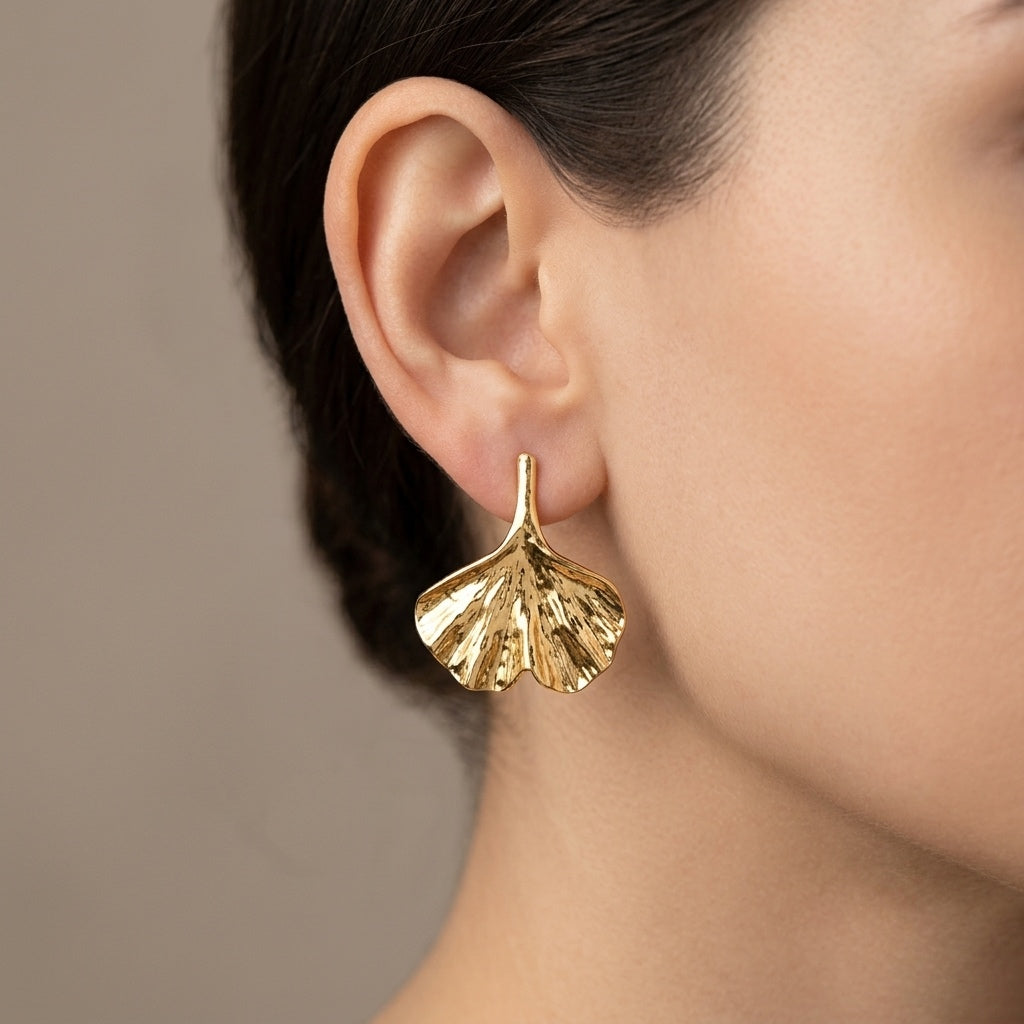 Ginkgo Gold Earrings