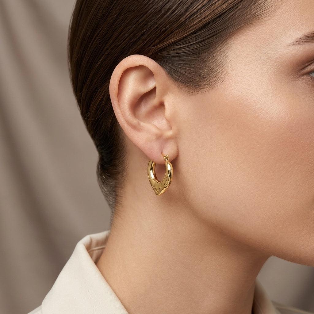 V Curve Gold Earrings