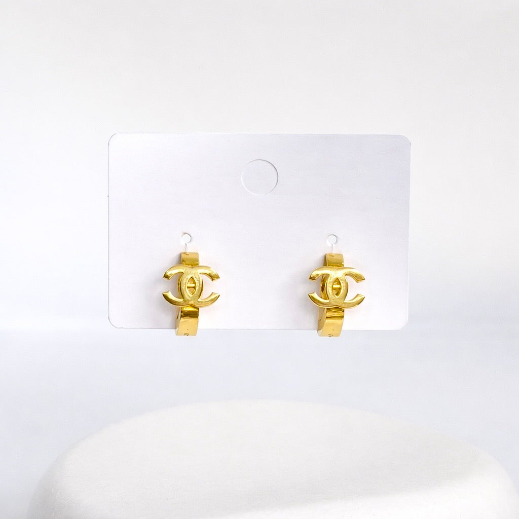 Double Curve Gold Earrings