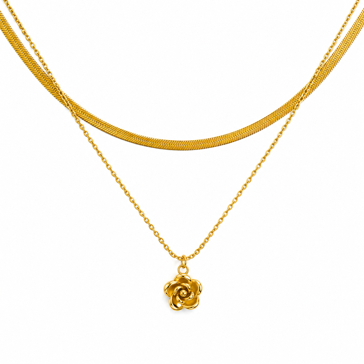 Layered Rose Pendant Necklace
