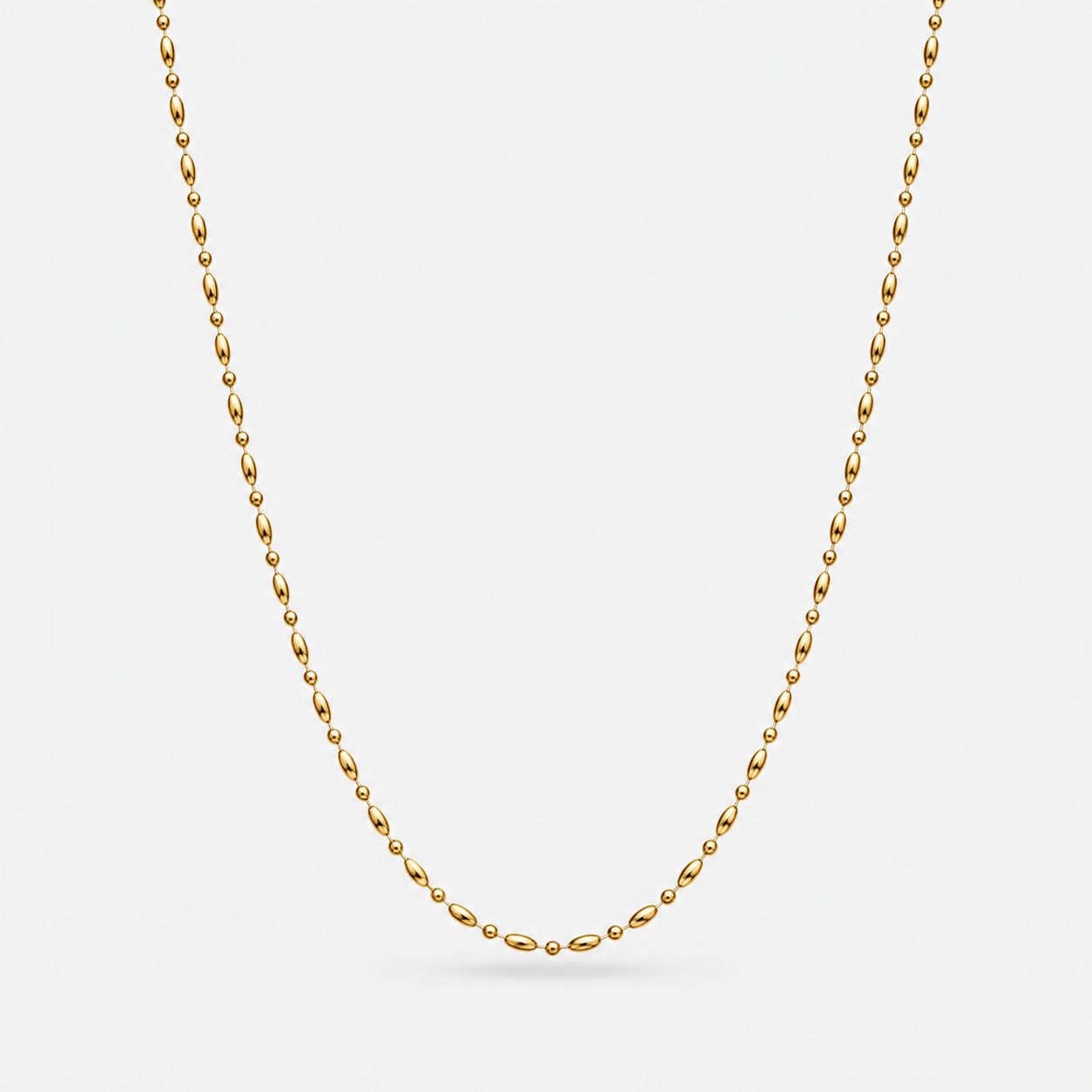 Oval Bead Link Gold Necklace