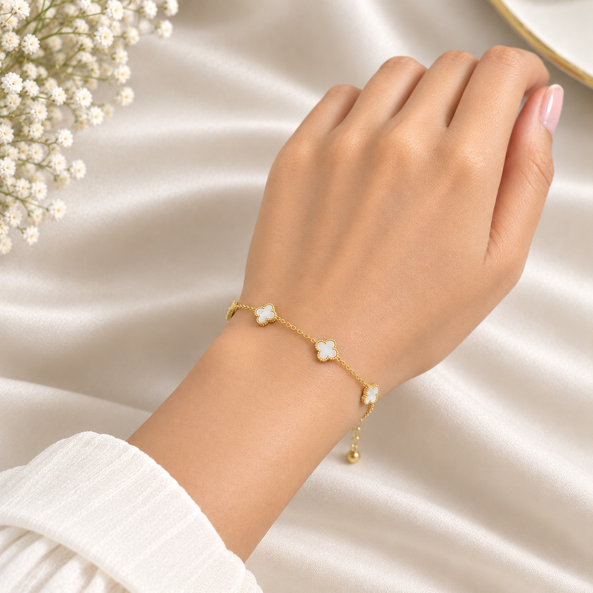 Double Sided Tiny Clover Bracelet