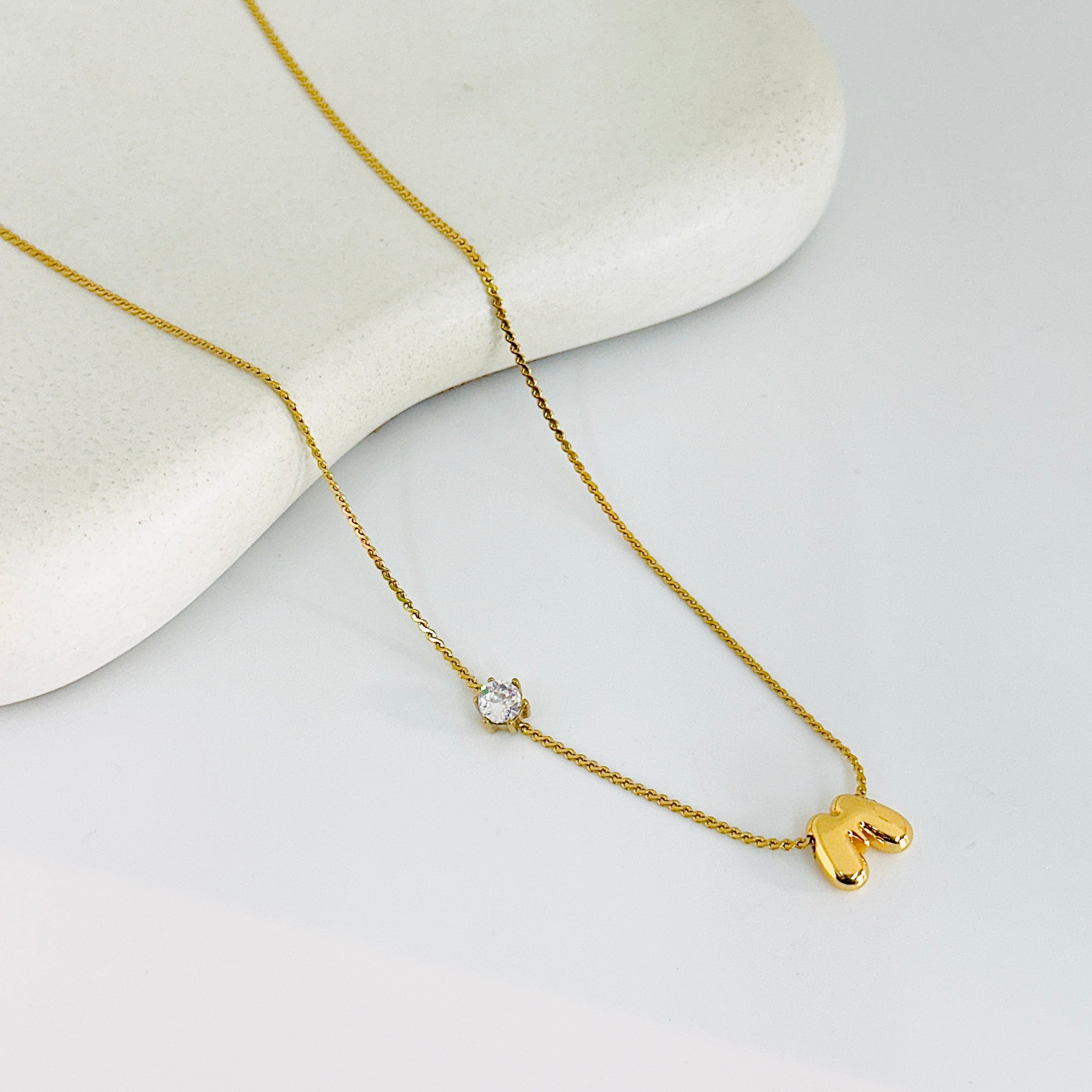 M Diamond Gold Necklace