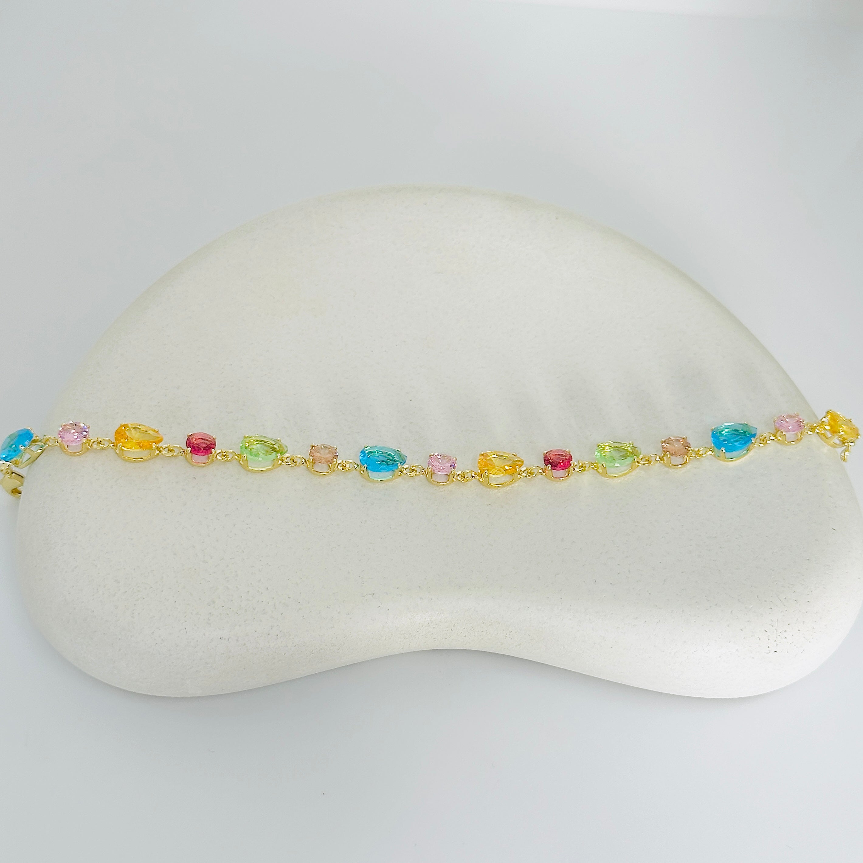 Multi Stone Tennis Gold Bracelet