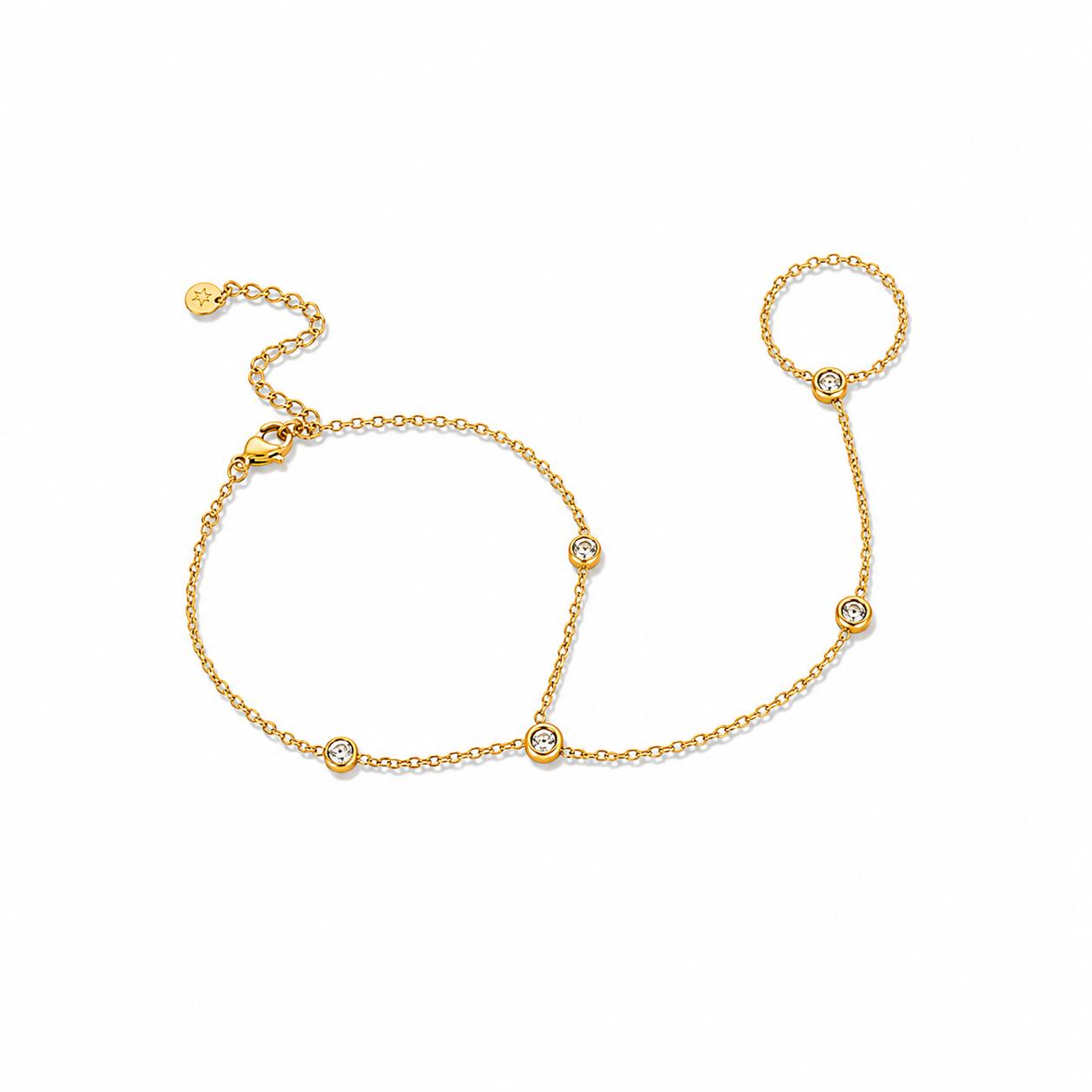 Stone Gold Hand Chain (Ring With Bracelet)