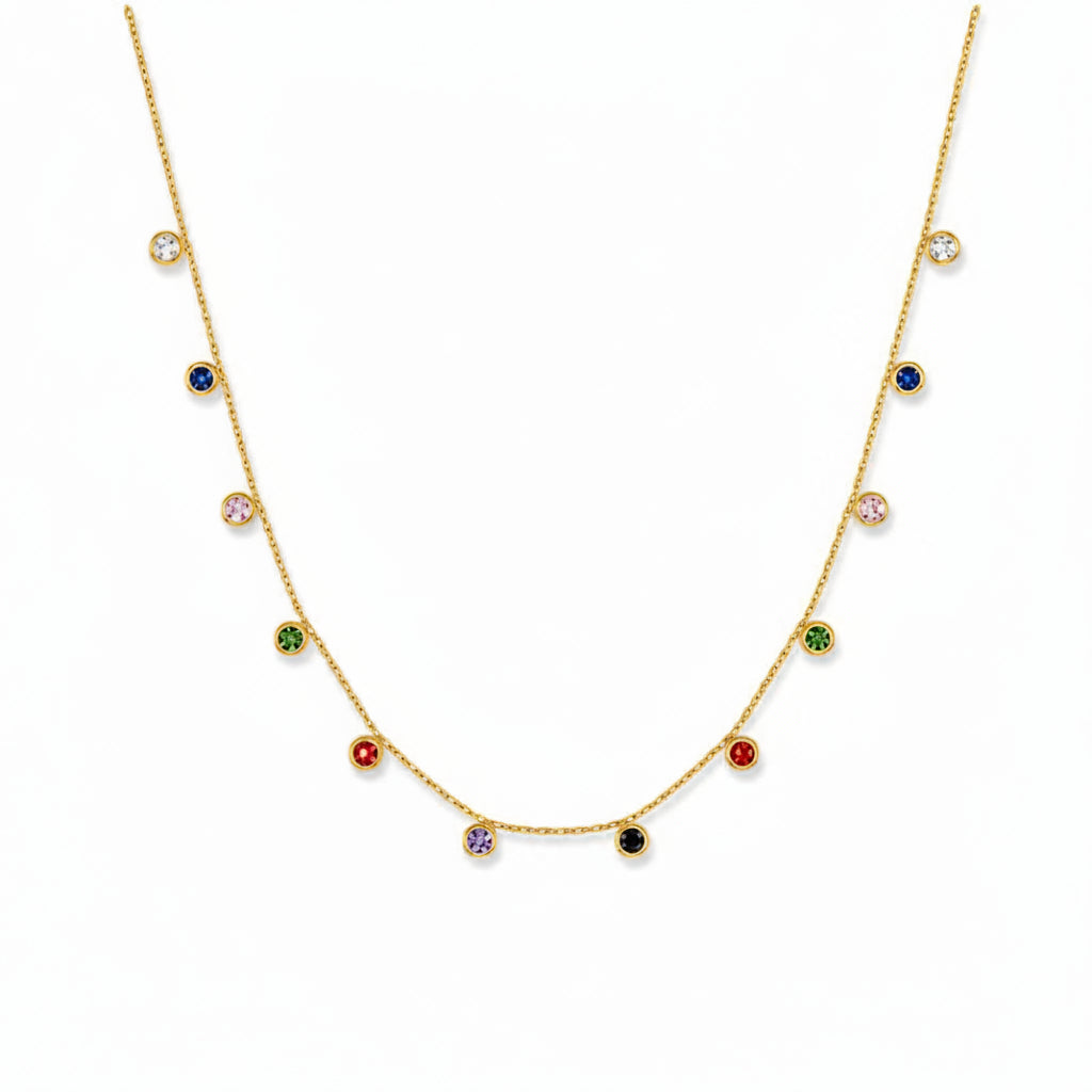Multi Stone Gold Necklace