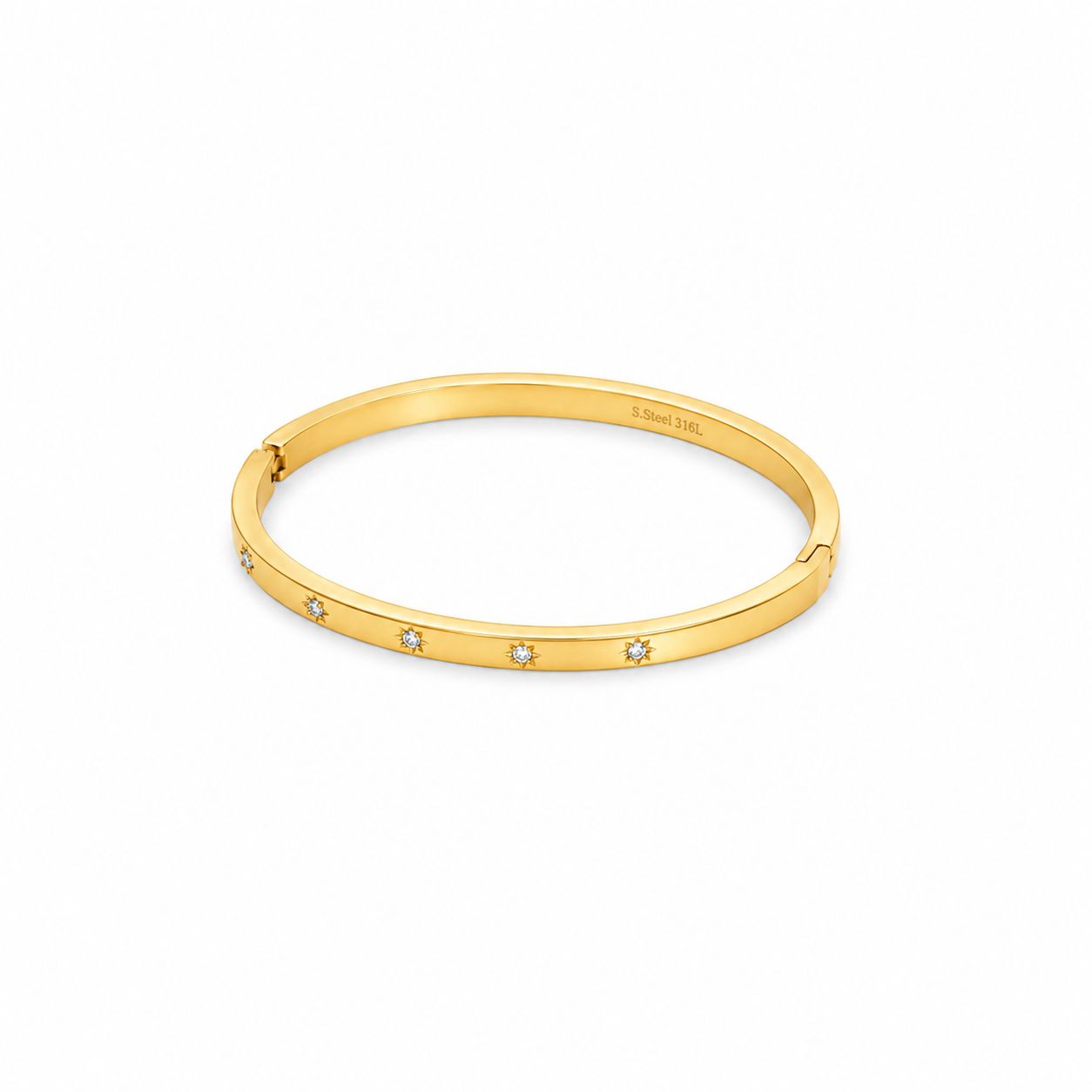 Stone Gold Thin Wrist Bangle Bracelet