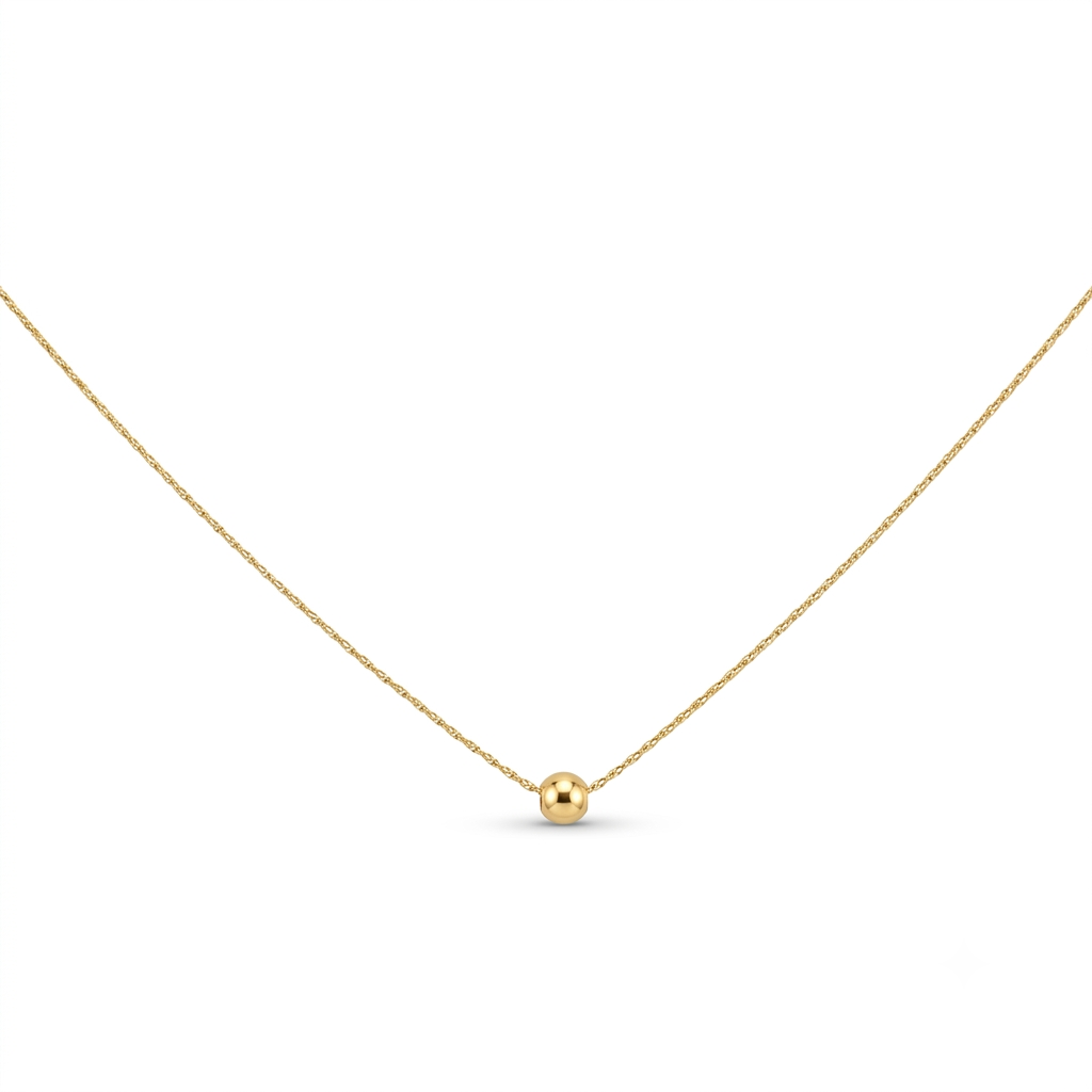Single Bead Gold Necklace