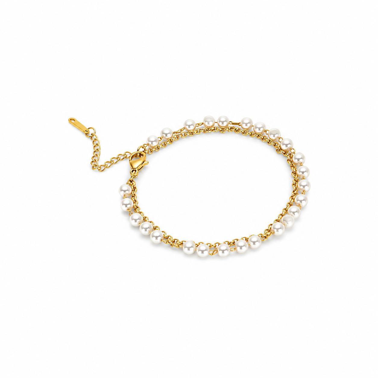 Pearl Layer Gold Bracelet
