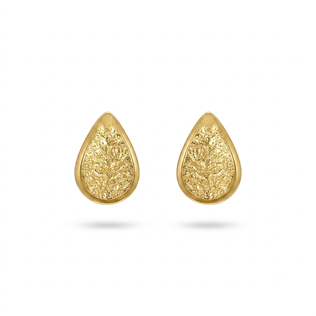 Textured Dewdrop Gold Earrings