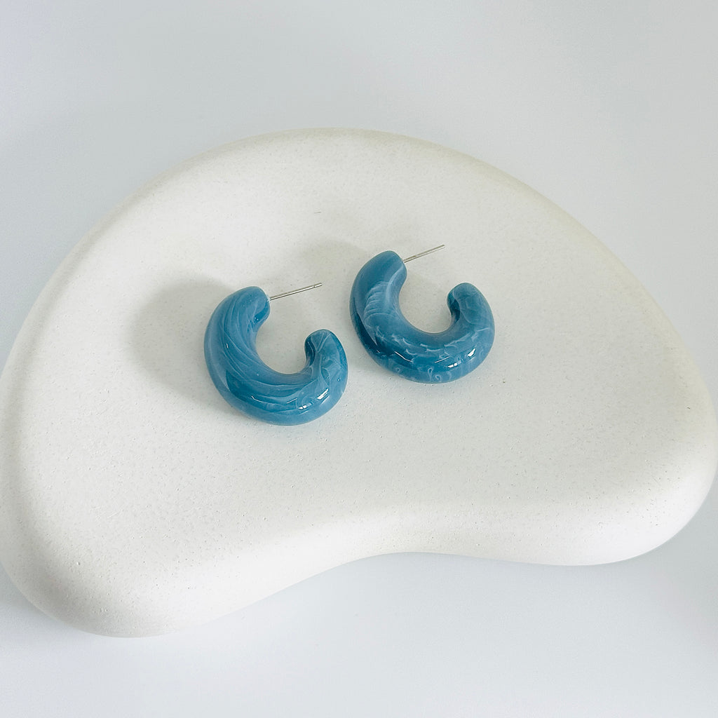 Blue Hoop Earrings