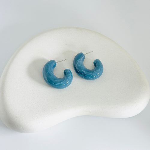 Blue Hoop Earrings