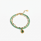 Green Charm Layered Gold Bracelet