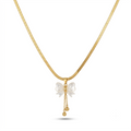 White Bow Gold Necklace