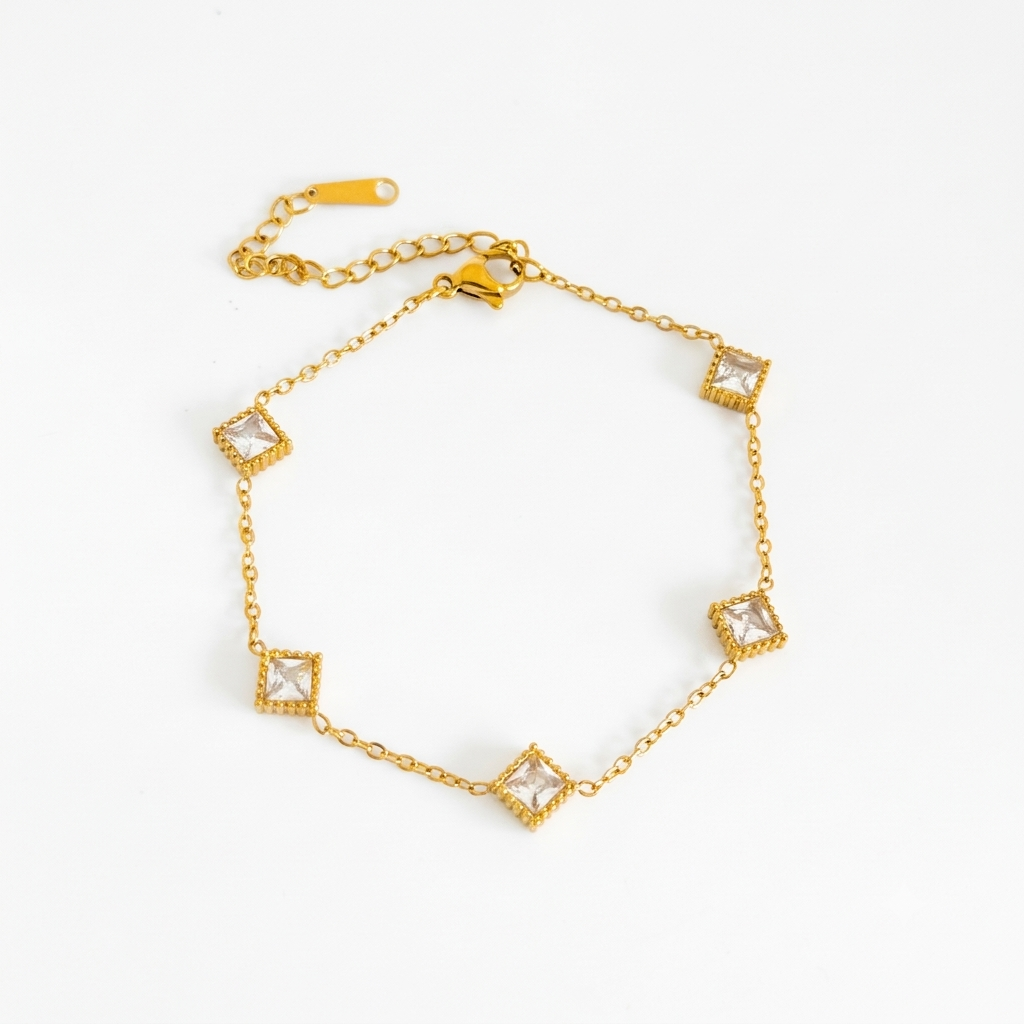 Square Stone Gold Bracelet