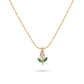 Pink Tulip Thin Gold Necklace