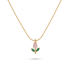 Pink Tulip Thin Gold Necklace