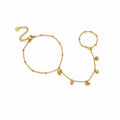 Evil Eye Stone Gold Hand Chain (Ring With Bracelet)