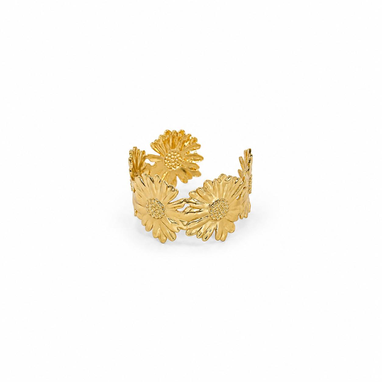 Flower Bangle Bracelet (Adjustable Size)