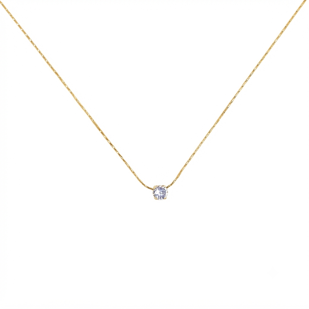 White Single Stone Necklace
