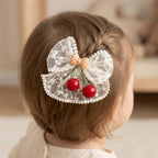 Brown Bow Cherry Charm Hair Clip
