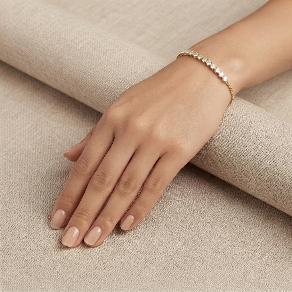 White Tennis Gold Bracelet