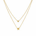 Four Petal Layered Gold Necklace