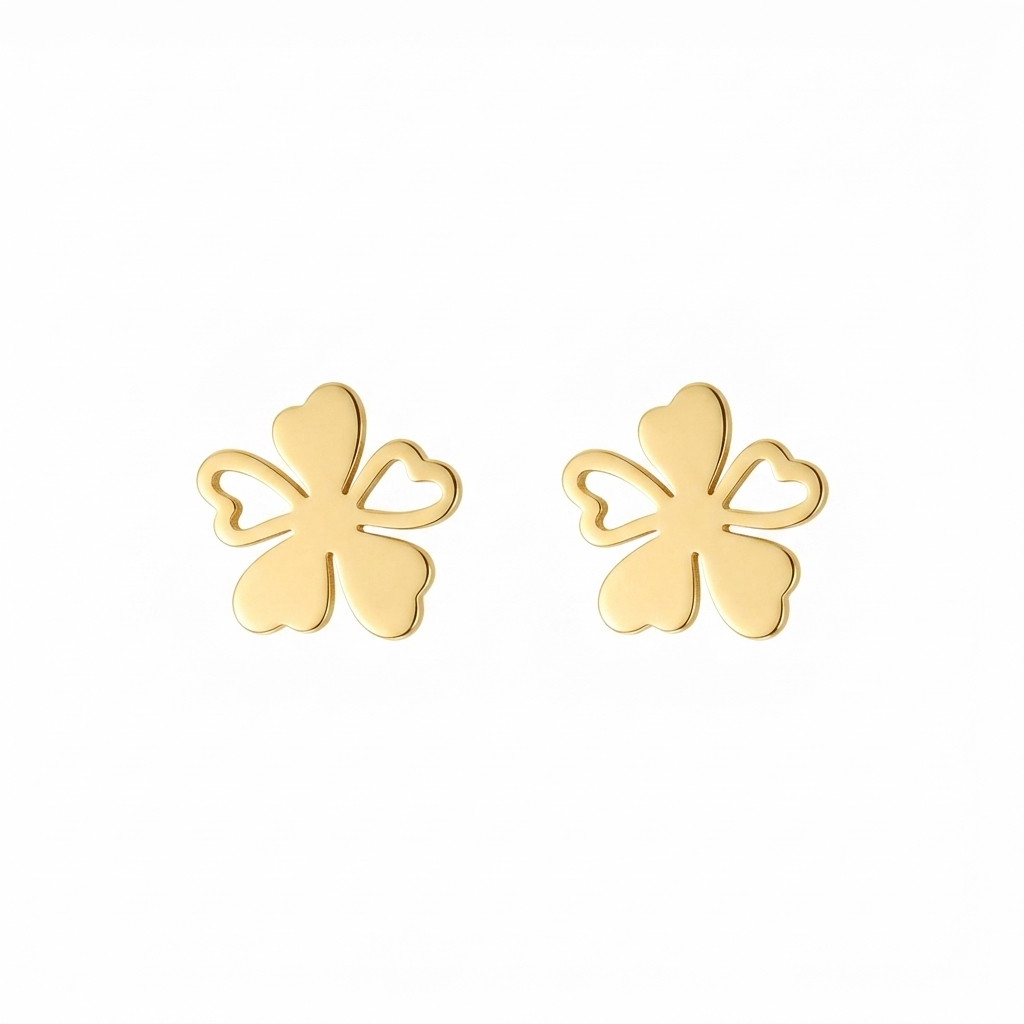 Heart Shaped Leaf Stud Earrings