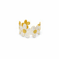 Peachy White Daisy Bangle Bracelet (Adjustable Size)