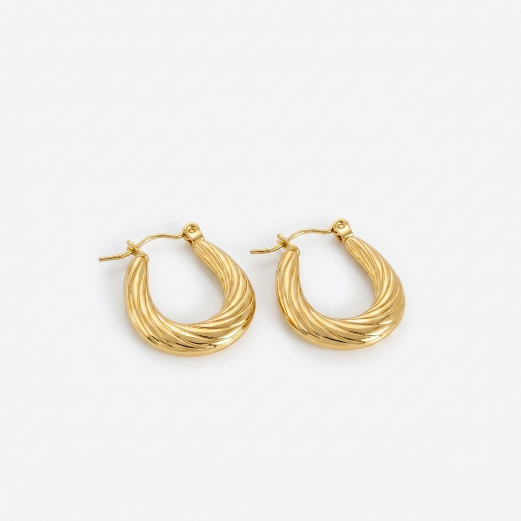 Spiral Huggie Gold Earrings