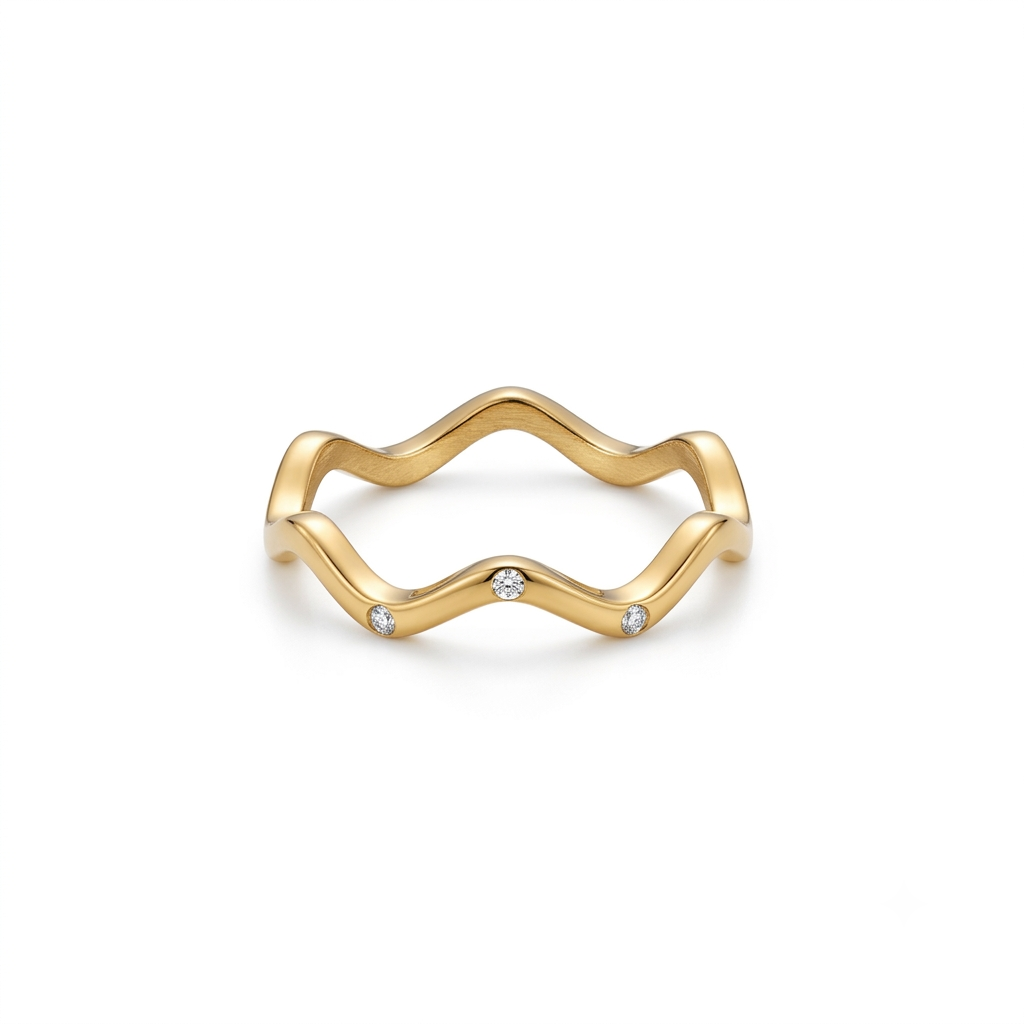 Starlight Wave Gold Ring