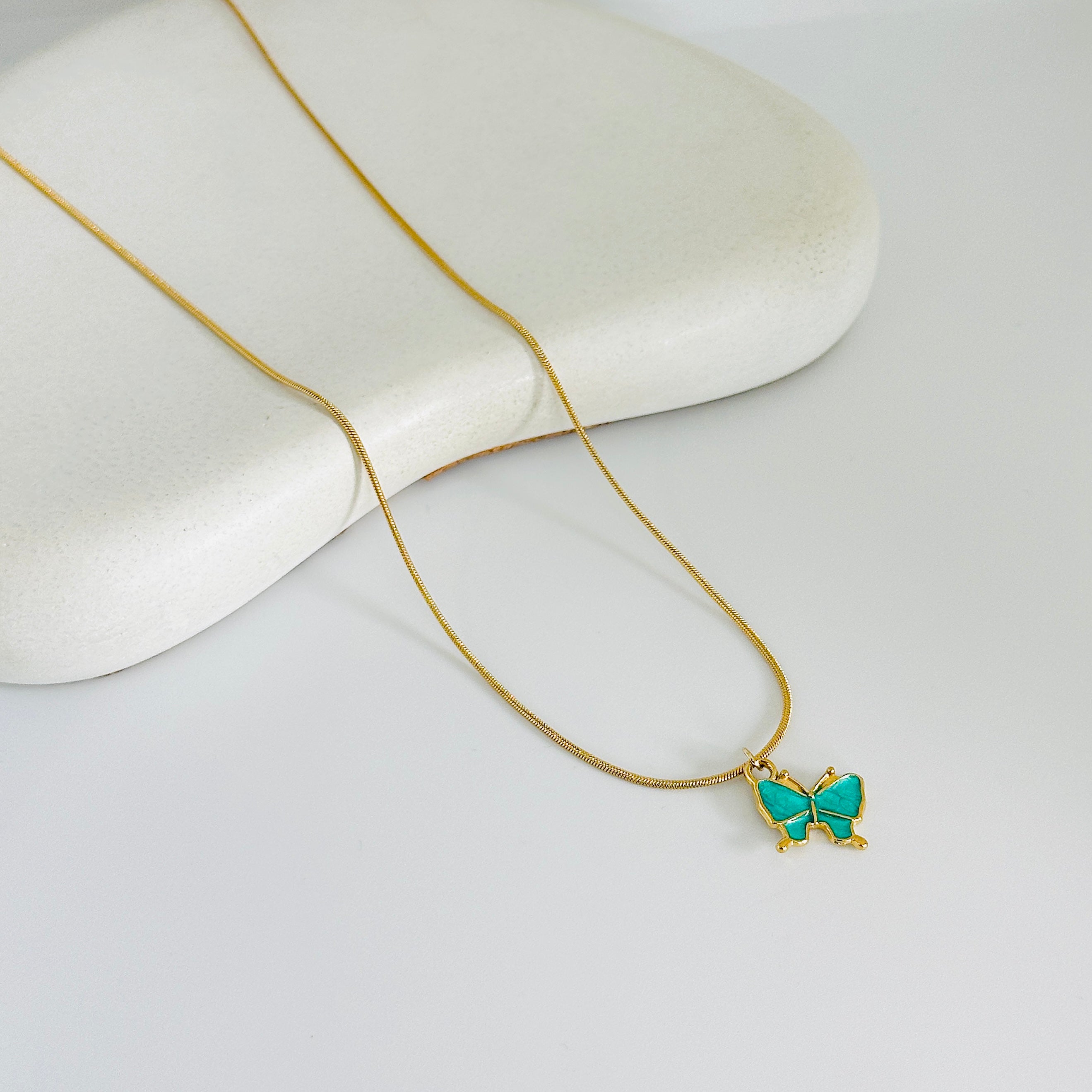 Green Butterfly Gold Necklace