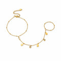 Drop Stone Gold Hand Chain (Ring With Bracelet)