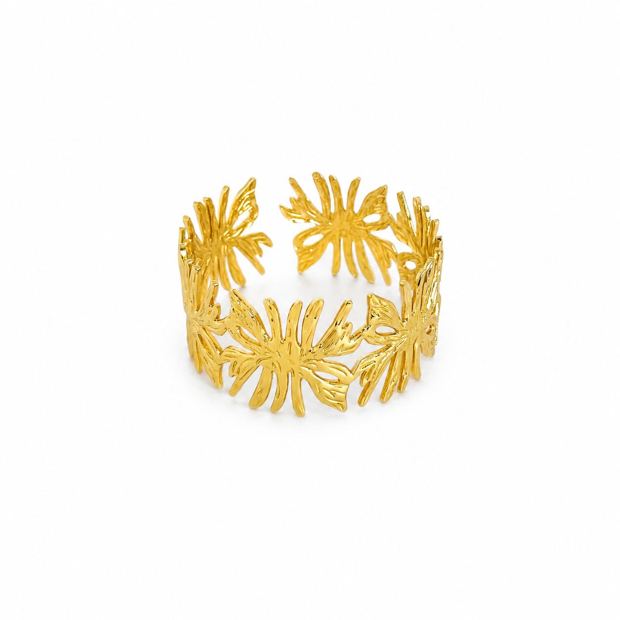 Palm Gold Bangle Bracelet (Adjustable Size)