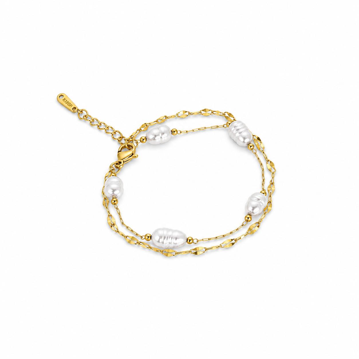 Pearl Layer Gold Bracelet