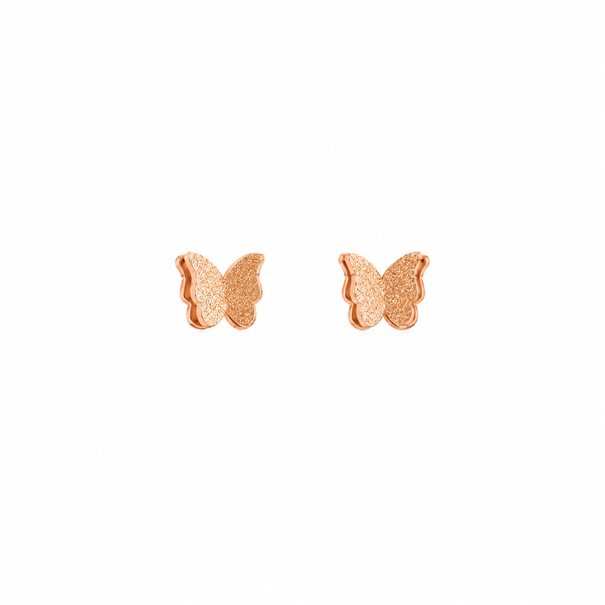 Rose Gold Layered Butterfly Stud Earrings